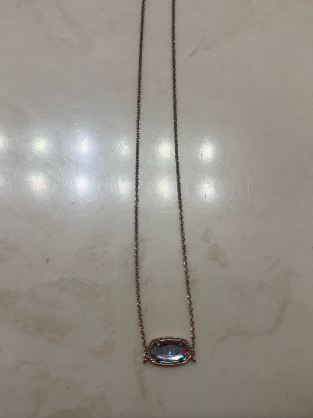 Kendra Scott Rose Gold Iridescent Oval Pendant Necklace